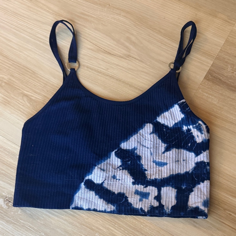 Bombshell Sportswear Navy and White Tie-Dye Tank Top